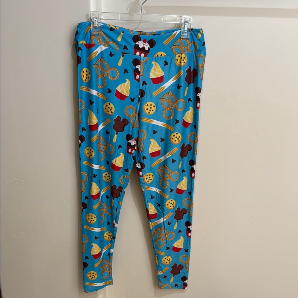 Disney Blue Leggings with Disney Parks Snacks Print